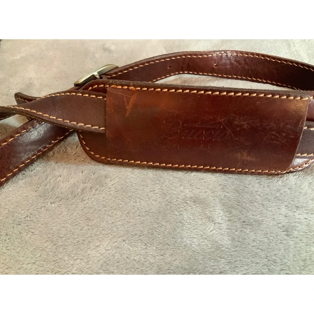 BuccioPalermo Italian Brown Leather Messenger Bag Briefcase Satchel RFR Monogram